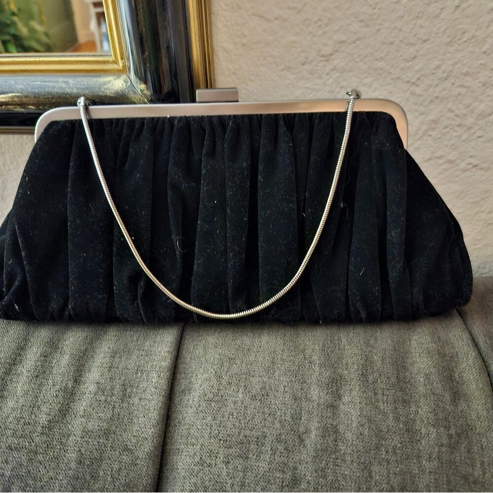 Mary Kay Black Velvet Clutch with Silver Accents